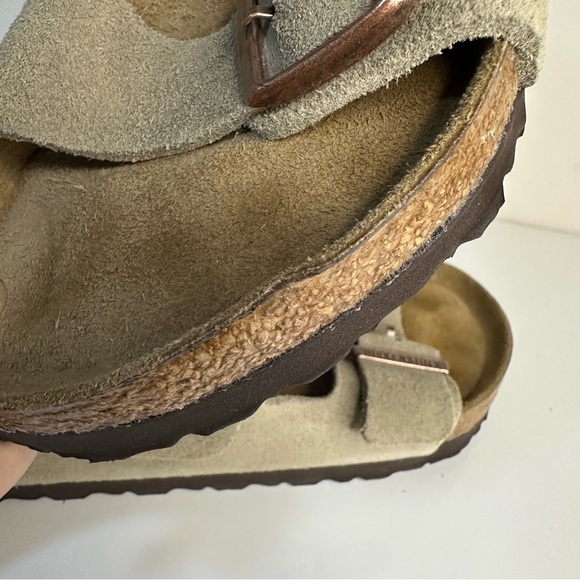 Birkenstock Taupe Suede Buckle Sandals